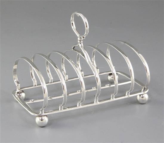 A Victorian silver seven bar toast rack, by Richard Sibley II, Length 170mm, weight 8.9oz/277grms